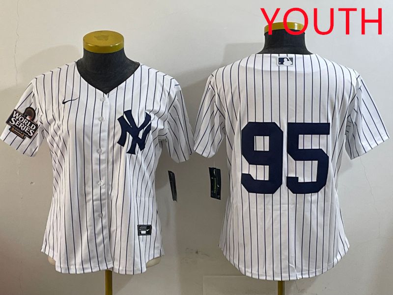 Youth New York Yankees 95 No Name White Stripe Game 2025 Nike MLB Jersey style 3